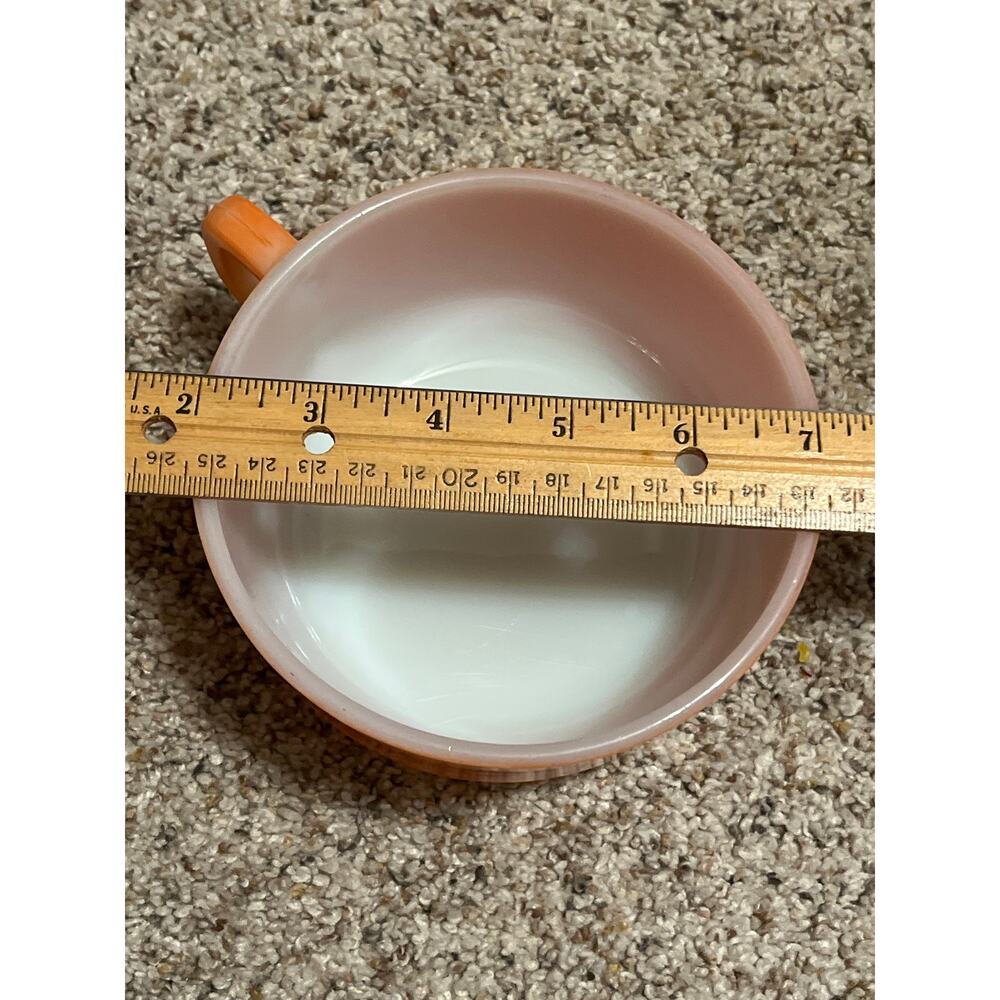 Anchor Hocking Stackable Soup Bowl Mug  Peach / Orange Milk Glass Vintage MCM - Picture 9 of 9